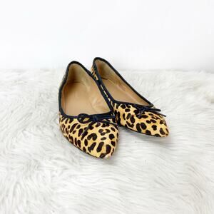 Banana Republic 7 Womens Cheetah Print Leather Sole Calf Hair Pointed Toe Flats